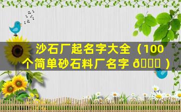 沙石厂起名字大全（100个简单砂石料厂名字 🐕 ）